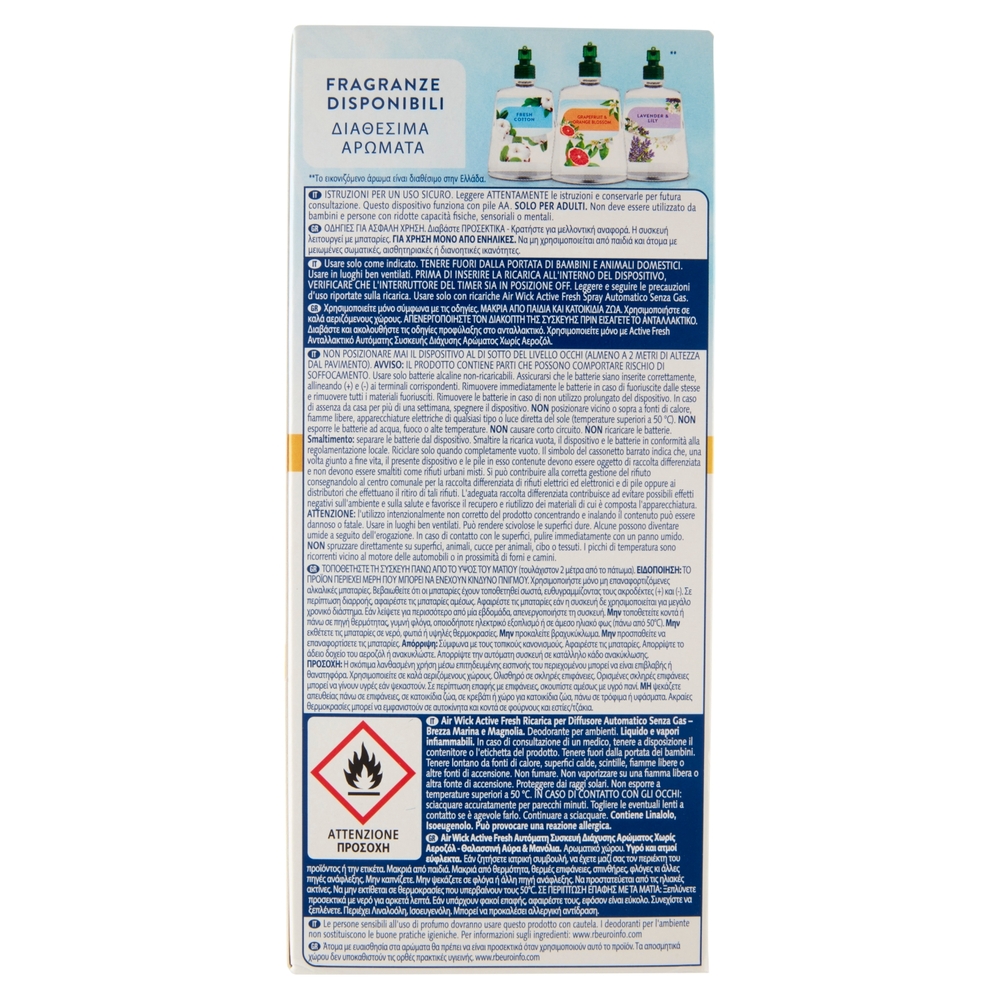 Air Wick Active Fresh Diffusore Automatico Brezza Marina e Magnolia Profumatore per ambiente 228 ml
